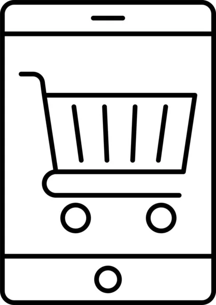 Carrito Comercio Electrónico Icono Móvil Estilo Esquema — Vector de stock