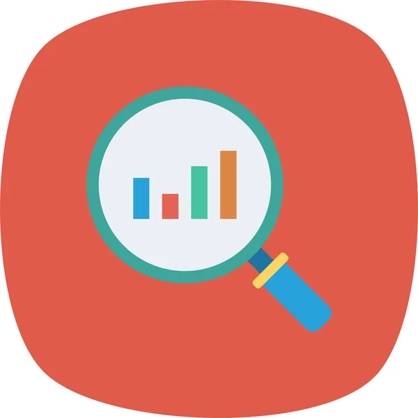 Analysis Graph Search Icon Flat Style — Stock Vector