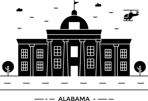 Alabama Arquitectura Edificio Icono Estilo Sólido — Vector de stock