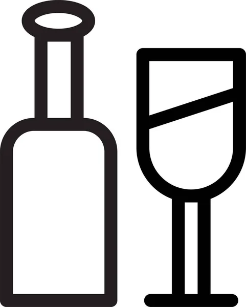 Icono Vidrio Botella Alcohol Estilo Esquema — Vector de stock