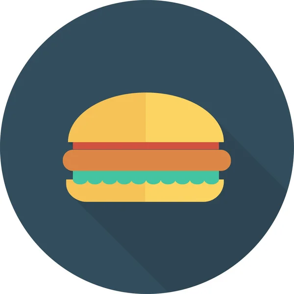 Бургер Чизбургер Приготовленный Икона Стиле Длинной Тени — стоковый вектор