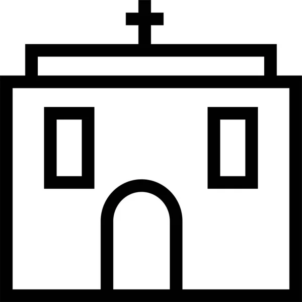 Architettura Edificio Chiesa Icona Stile Contorno — Vettoriale Stock