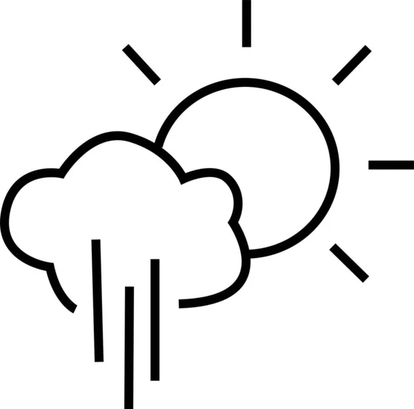 Σύννεφο Βροχή Εικονίδιο Του Ήλιου Στυλ Περίγραμμα — Διανυσματικό Αρχείο