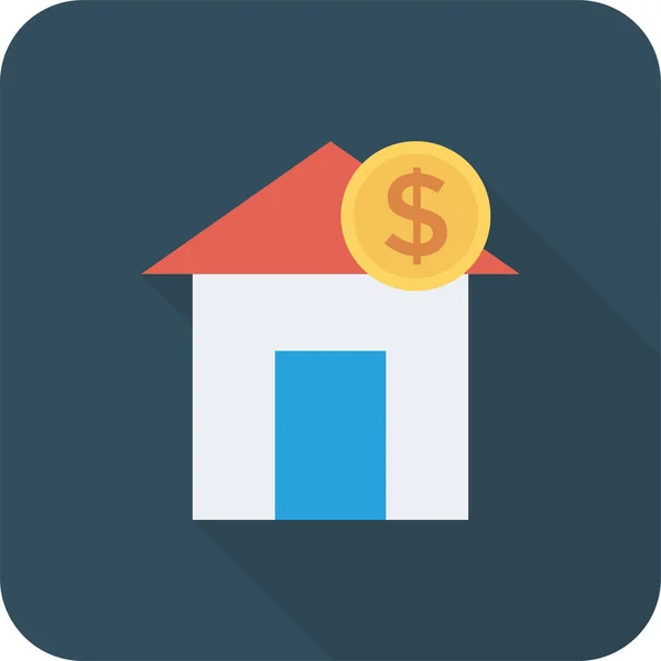 Building Estate Home Icon Long Shadow Style — Stock Vector