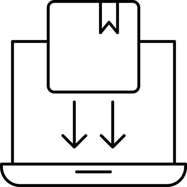 Box Download Pakket Pictogram Omtrek Stijl — Stockvector