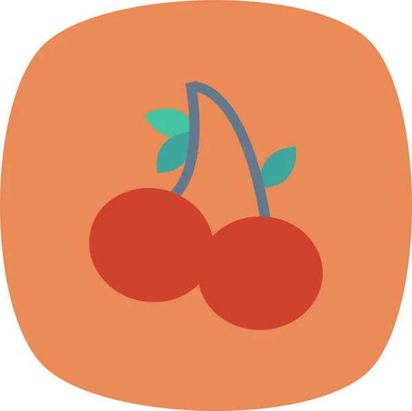 Berry Cherries Cherry Icon Flat Style — Stock Vector