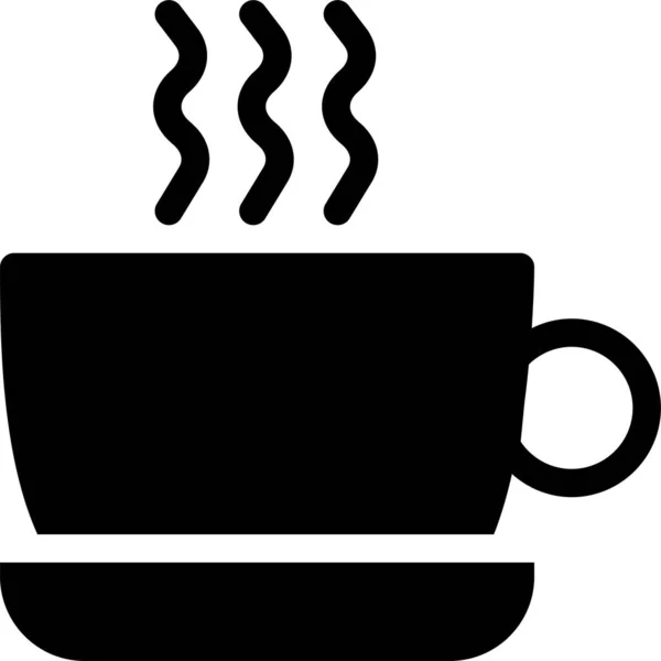 Pequeno Almoço Cappuccino Café Ícone Estilo Sólido —  Vetores de Stock