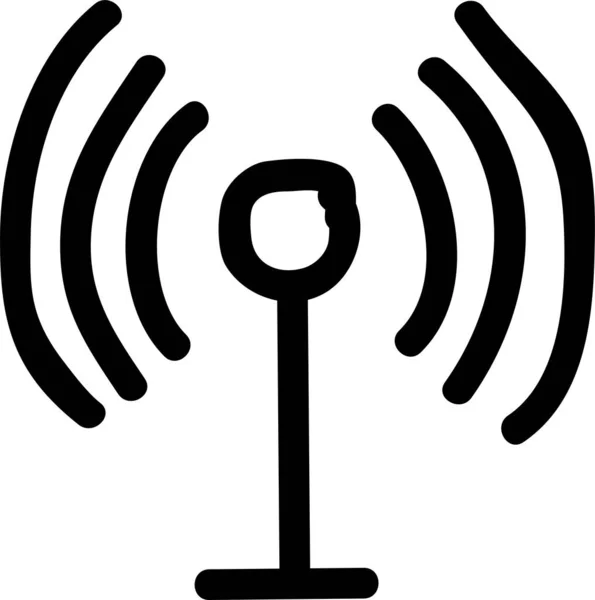 Antenna Datasignal Gps Icona Stile Disegnato Mano — Vettoriale Stock
