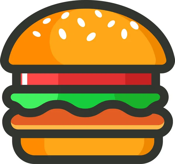 Jedzenie Burger Fast Food Ikona Stylu Wypełniony Zarys — Wektor stockowy