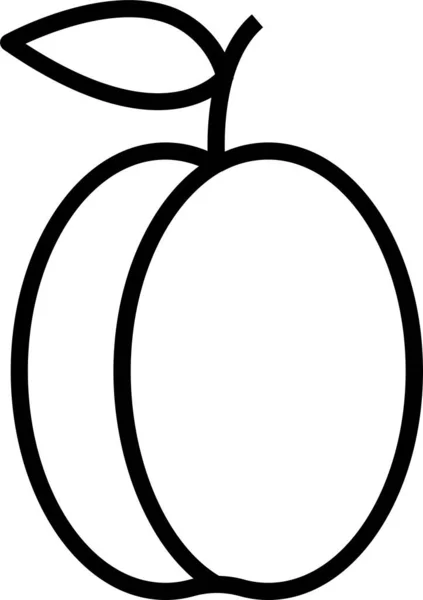 Pfirsichfrucht Bio Symbol Umriss Stil — Stockvektor