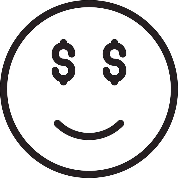 Emoticon Face Happy Icon Outline Style — Stock Vector