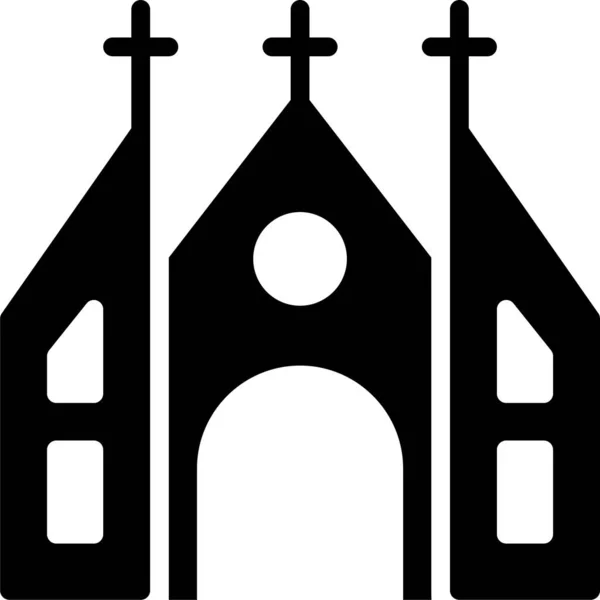 Épület Katolikus Kápolna Ikon Szilárd Stílusban — Stock Vector