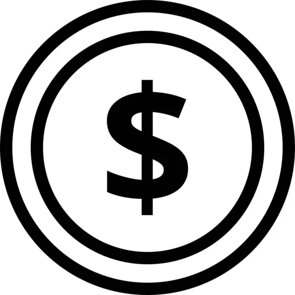 Bargeld Münze Währung Symbol Umriss Stil — Stockvektor