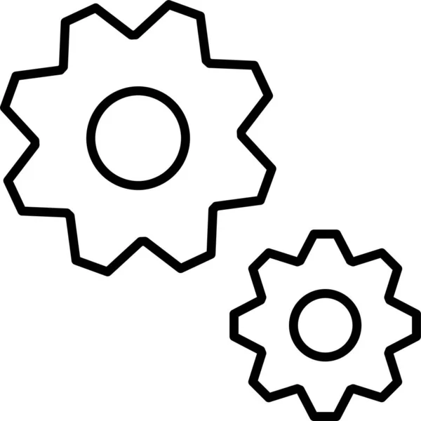 Icono Proceso Engranaje Ingeniería Estilo Esquema — Archivo Imágenes Vectoriales