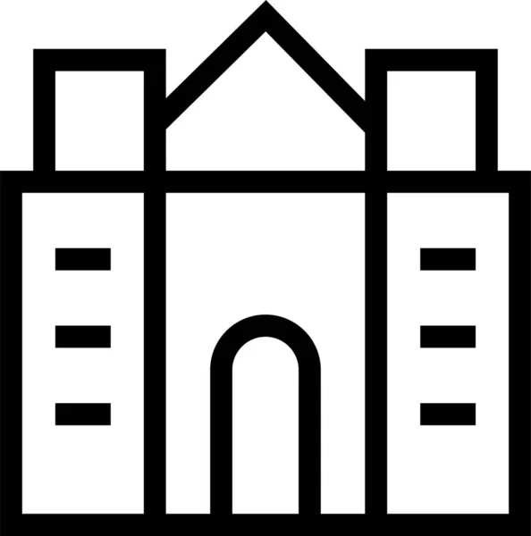 Ikon Bangunan Arsitektur Apartemen Dalam Gaya Outline - Stok Vektor