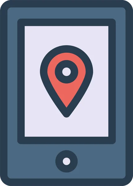 Ícone Mapa Localização Dispositivo Estilo Esboço Preenchido — Vetor de Stock