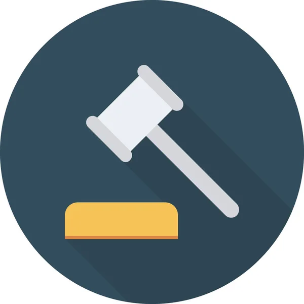 Hammer Law Legal Insurance Icon Icon Long Shadow Style — Stock Vector