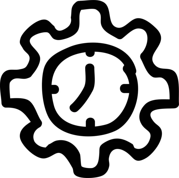 Icono Engranaje Configuración Empresarial Estilo Dibujado Mano — Vector de stock