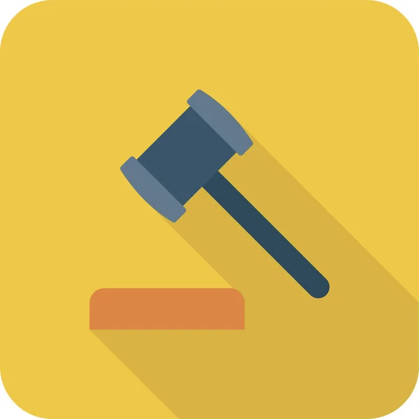 Construction Hammer Hammern Icon Long Shadow Style — Stock Vector