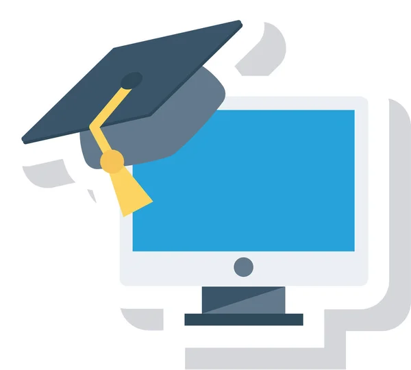 Graduierung Online Ausbildung Online Graduierung Symbol Flachem Stil — Stockvektor