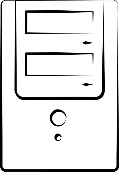 Ordinateur Cpu Icône Matérielle Dans Style Dessiné Main — Image vectorielle