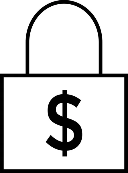 Gesloten Financiële Slot Pictogram Omtrek Stijl — Stockvector