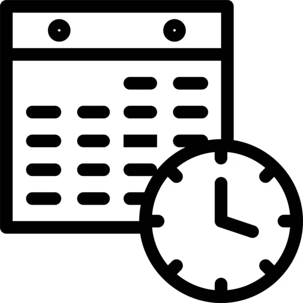 Calendario Reloj Fecha Icono Estilo Esquema — Archivo Imágenes Vectoriales