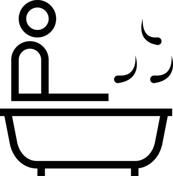 Banho Banheira Chuveiro Ícone Estilo Esboço — Vetor de Stock