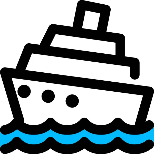 Barca Cruizer Nave Icona Pieno Stile Contorno — Vettoriale Stock