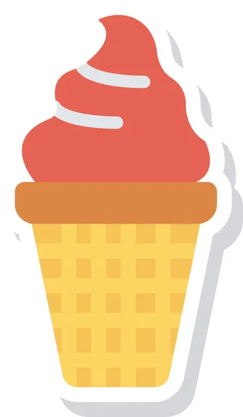 Icono Helado Cono Estilo Plano — Vector de stock