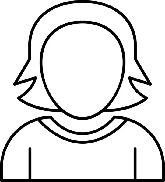 Avatar Cara Las Mujeres Icono Estilo Esquema — Vector de stock