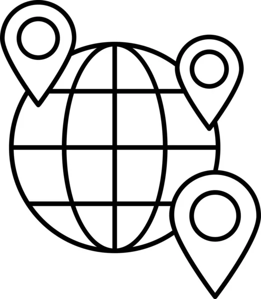 Παγκόσμιο Εικονίδιο Χάρτη Θέσης Στυλ Περίγραμμα — Διανυσματικό Αρχείο