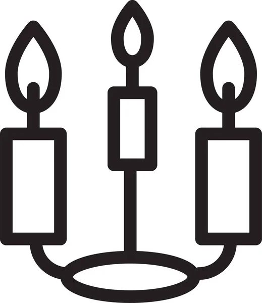 Vela Candelabro Ícone Decoração Estilo Esboço —  Vetores de Stock