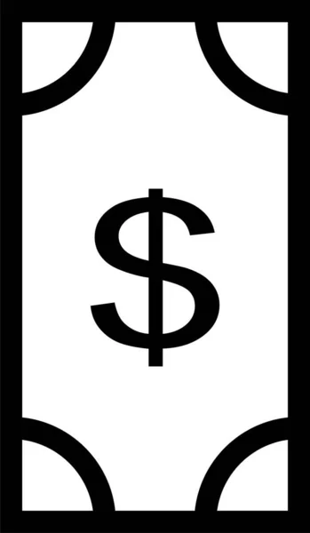 Moneda Dolar Finanțe Pictogramă Stil Contur — Vector de stoc