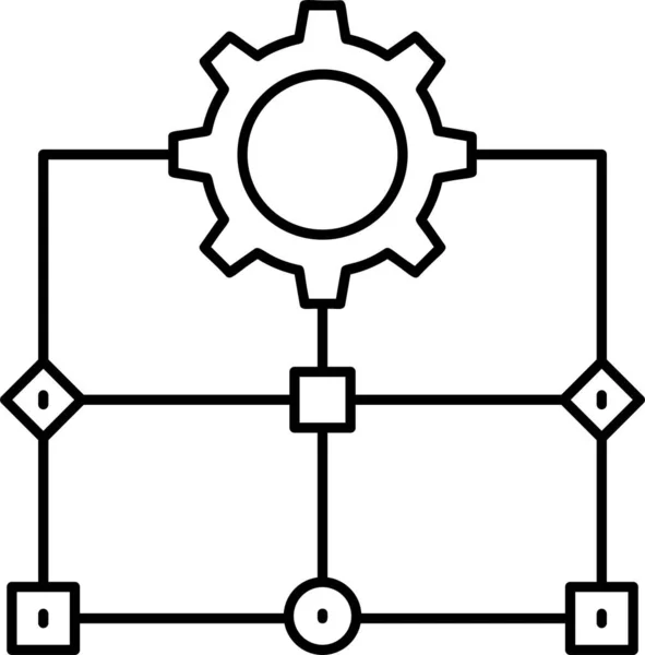 Diagramma Icona Pianificazione Del Flusso Stile Contorno — Vettoriale Stock