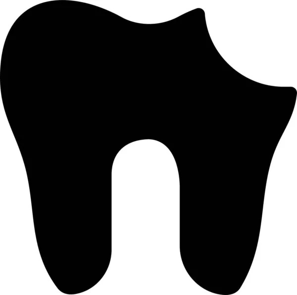 Zubní Ikona Poškození Dutiny Pevném Stylu — Stockový vektor