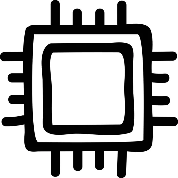 Computer Cpu Desktop Symbol Handgezeichneten Stil — Stockvektor