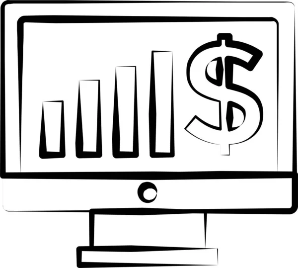 Analysis Analytics Chart Icon Handdrawn Style — Stock Vector