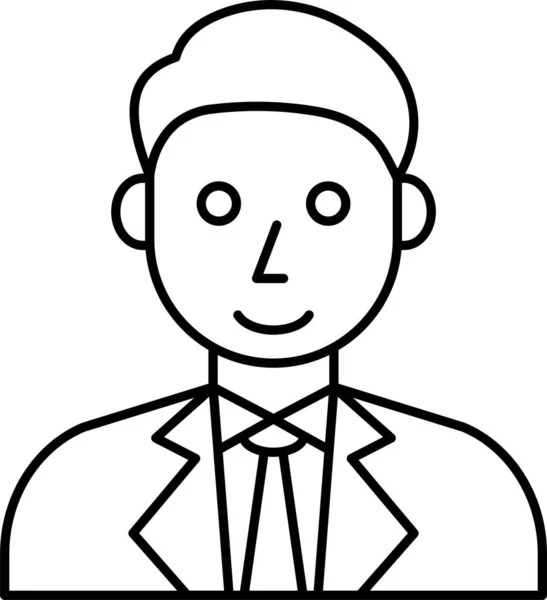 Avatar Hombre Negocios Icono Estilo Del Esquema — Vector de stock