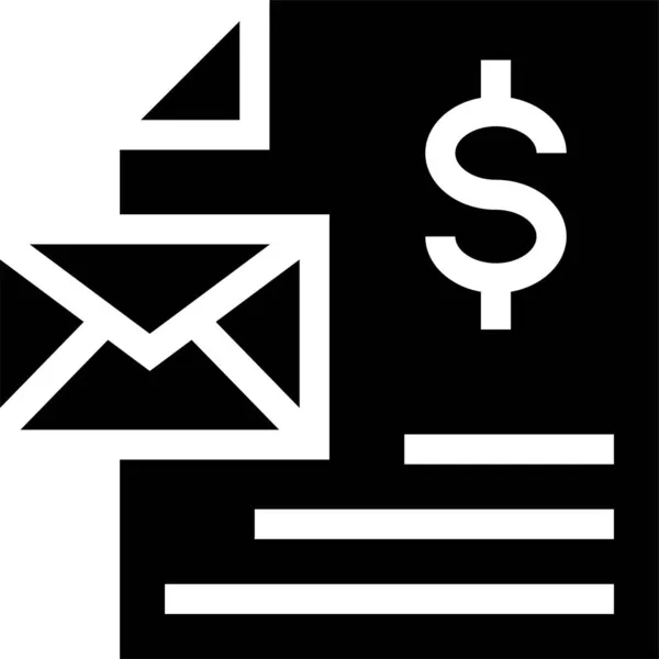 电子邮件封包财务图标的坚实风格 — 图库矢量图片