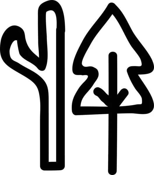Ícone Ilha Floresta Natal Estilo Desenhado Mão —  Vetores de Stock