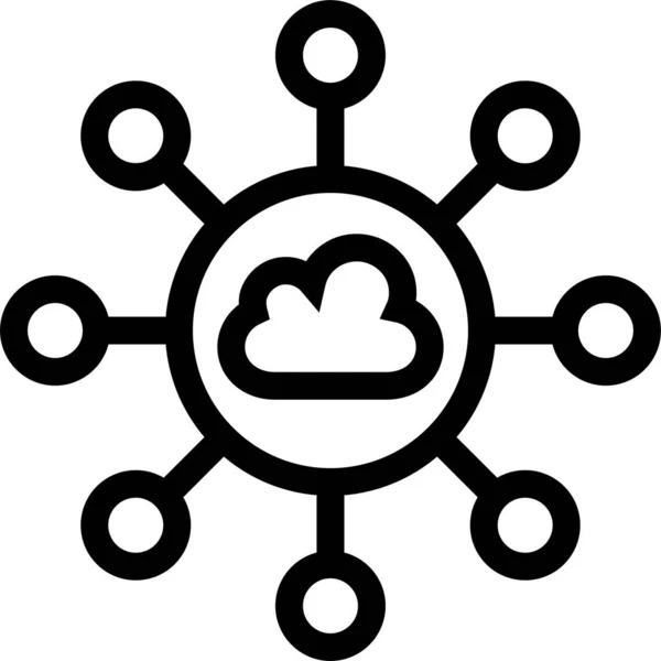 Cloud Communicatie Verbinding Icoon Grote Lijnen — Stockvector