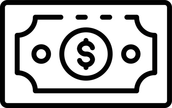 Δολάριο Εικονίδιο Μετρητών Σημείωμα Στυλ Περίγραμμα — Διανυσματικό Αρχείο