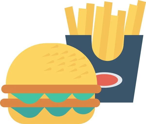 Hambúrguer Comer Ícone Fastfood Estilo Plano — Vetor de Stock