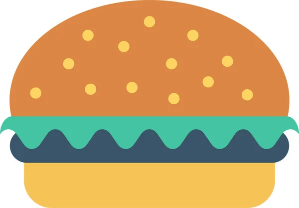 Burger Jíst Fastfood Ikonu Plochém Stylu — Stockový vektor
