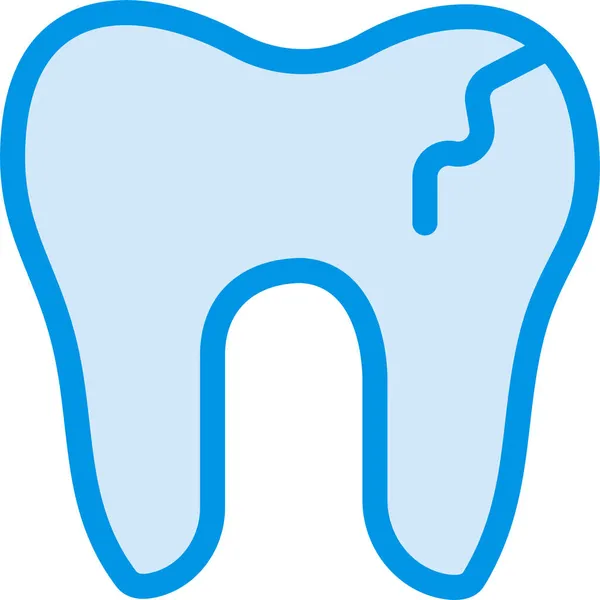 Rotto Icona Dentale Danni Pieno Stile Contorno — Vettoriale Stock