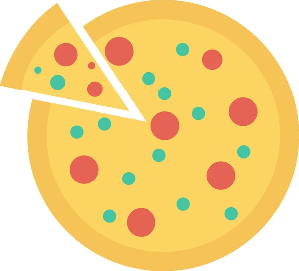 Eten Vlees Pizza Pictogram Platte Stijl — Stockvector