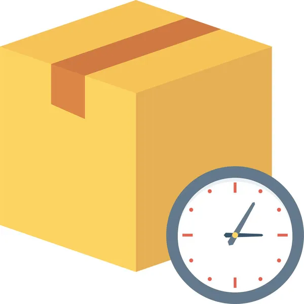 Icono Paquete Entrega Reloj Estilo Plano — Vector de stock