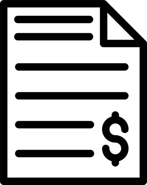Bill Document File Icon Outline Style — Stock Vector