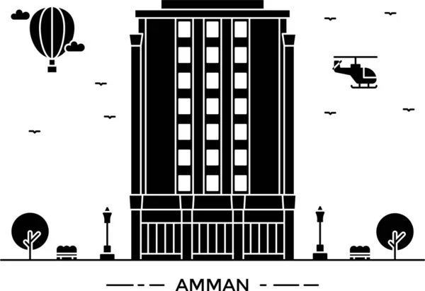 Ikon Bangunan Arsitektur Amman Dalam Gaya Padat - Stok Vektor